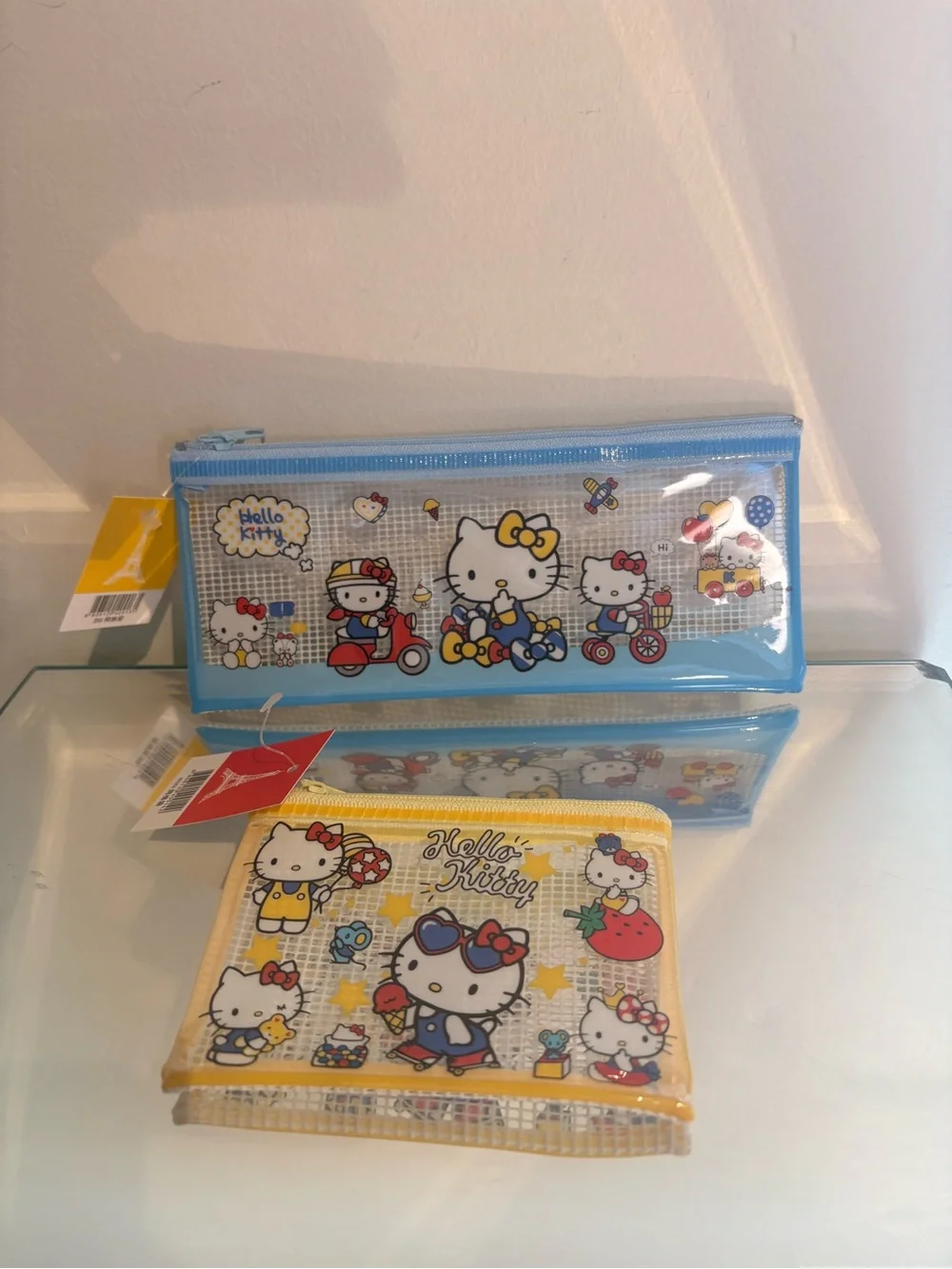 Hello Kitty blue and yellow pencil case bundle